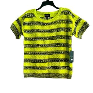 Rondina New York Knit Striped Short Sleeve Sweater 100% Cotton XL NWT